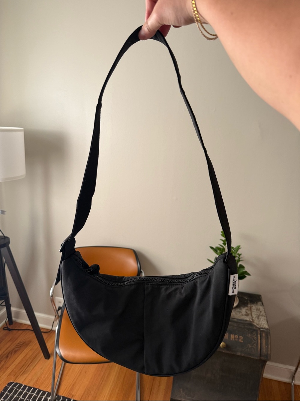 Classic Black Crescent Shoulder Bag by Unknown